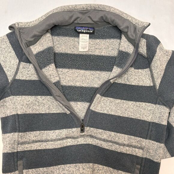 Patagonia Better Sweater Womens SMALL 1/2 Zip Gray Stripe Fleece Pullover - Picture 7 of 9